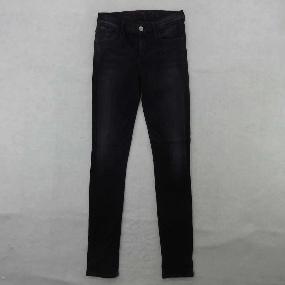 Goldsign Lure Jeans Womens 26 Black Dark Wash Mid Rise Skinny Stretch Denim